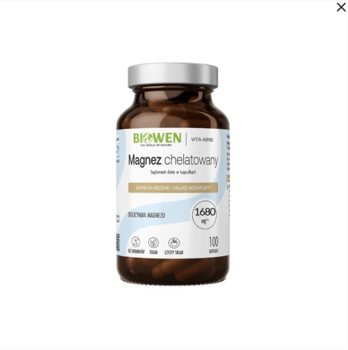 Magnez chelatowany diglicynian magnezu 1680 mg 100 kapsułek - Biowen
