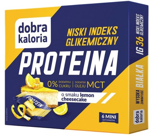 Mini batoniki Proteina z niskim IG o smaku lemon cheesecake + olej MCT 6 sztuk - Dobra Kaloria