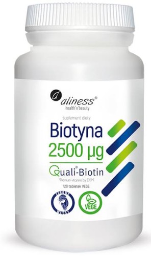 Biotyna 2500 mcg Qualibiotin® 120 tabletek vege - Aliness