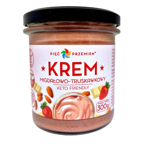 Krem migdałowo - truskawkowy KETO 300 g - Pięć Przemian