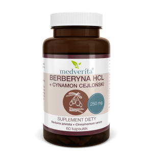 Berberyna HCL + Cynamon cejloński 250/100 mg - 60 kapsułek - Medverita