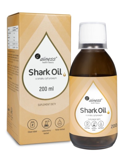 Shark oil - olej z wątroby rekina  cytrynowy smak 200 ml - Aliness