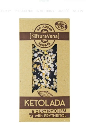 Ketolada czekolada gorzka 60% z migdałami 100 g - Natura Vena