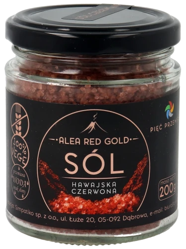 Sól hawajska czerwona Alea Red Gold 1-2 mm 200 g - Pięć Przemian