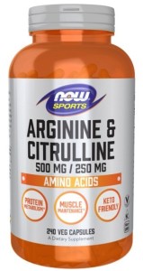 Arginine & Citrulline Arginina i Cytrulina 500/250 mg 240 kapsułek wege - Now Sports
