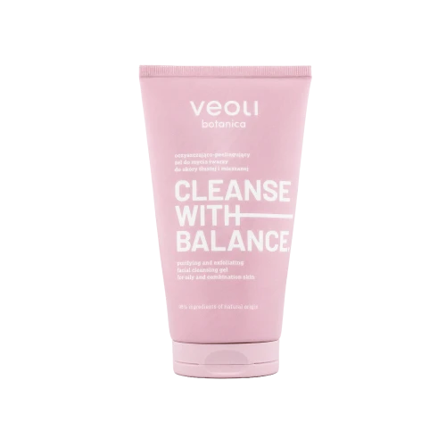 Oczyszczająco peelingujący żel do mycia twarzy do skóry tłustej i mieszanej Cleanse with Balance 150 ml - Veoli Botanica