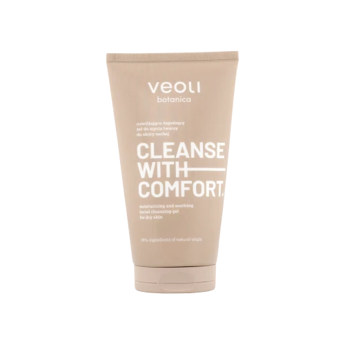 Nawilżająco łagodzący żel do mycia twarzy do skóry suchej Cleanse with Comfort 150 ml - Veoli Botanica