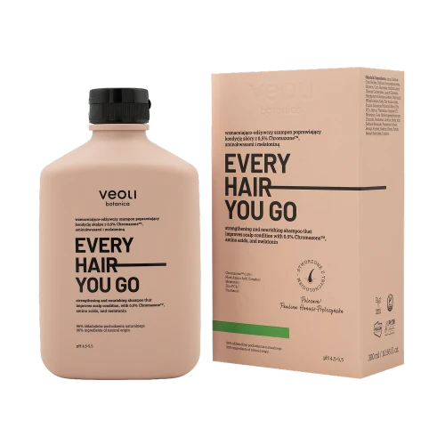 Wzmacniająco odżywczy szampon poprawiający kondycję skalpu z 0,5% Chromazone™, aminokwasami i melatoniną Every Hair You Go 300 ml - Veoli Botanica