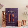 Zestaw butelka + 2 kubki miedziane Hammered Curve - Forrest and Love
