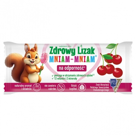 Zdrowy lizak Mniam-Mniam na odporność smak wiśniowy 12 witamin i 2 minerały - Starpharma