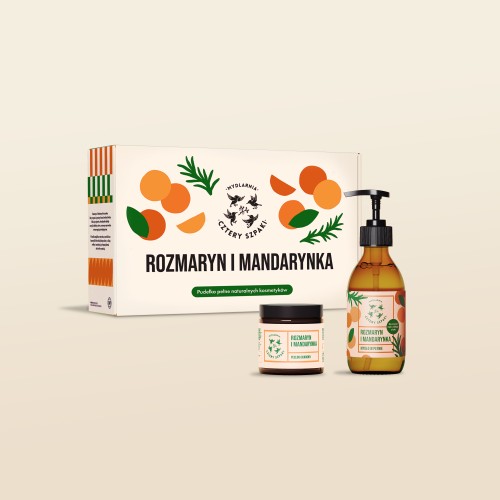 Zestaw Rozmaryn i Mandarynka mydło w płynie + peeling do ciała - Cztery Szpaki