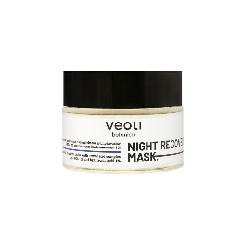 Całonocna maska nawilżająca z kompleksem aminokwasów i PCA 1% oraz kwasem hialuronowym 1% Night Recovery Mask 50 ml - Veoli Botanica