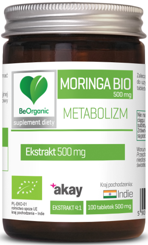 Moringa ekstrakt BIO 500 mg 100 tabletek - BeOrganic