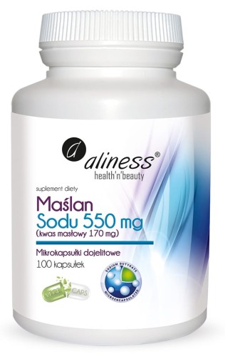 Maślan sodu 550 mg kwas masłowy 170 mg 100 kapsułek vege - Aliness