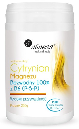 Cytrynian magnezu bezwodny 100% z B6 (P-5-P) proszek 250 g - Aliness