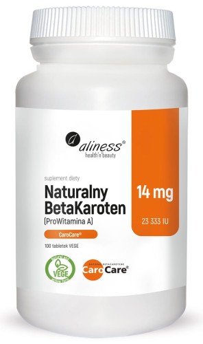 Naturalny Betakaroten prowitamina A 14 mg 100 tabletek vege - Aliness