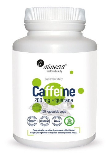 Caffeine 200 mg + Guarana 100 kapsułek vege - Aliness