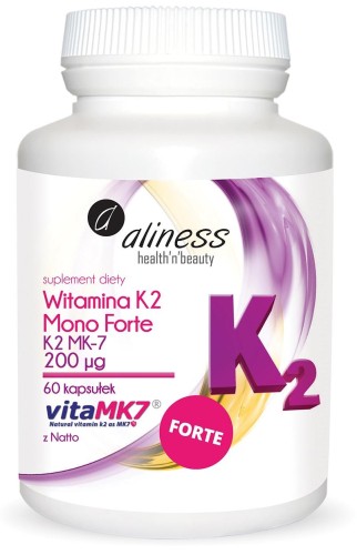 Witamina K2 mk-7 Mono Forte z natto 200 µg 60 kapsułek - Aliness