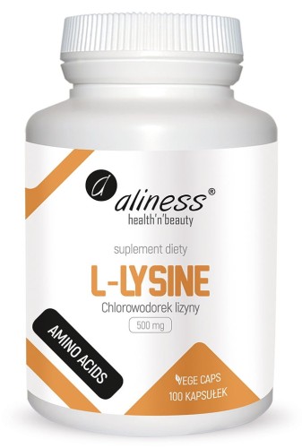 L-Lysine chlorowodorek lizyny 500 mg 100 kapsułek vege - Aliness
