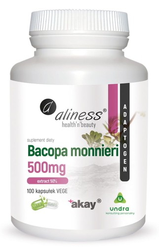 Bacopa Monnieri extract 50% 500 mg 100 kapsułek vege - Aliness