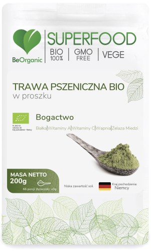 Trawa pszeniczna BIO Superfood w proszku 200 g - BeOrganic