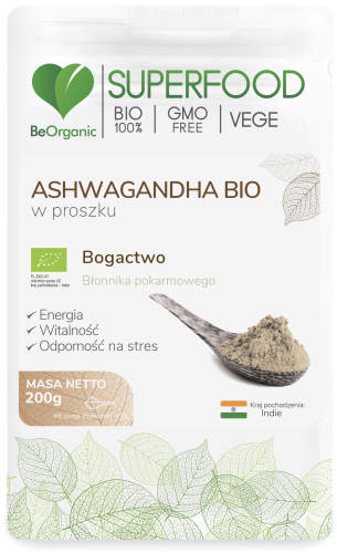 Ashwagandha BIO Superfood w proszku 200 g - BeOrganic