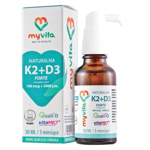 Witamina K2 100 mcg + D3 2000 IU Forte krople 30 ml - MyVita