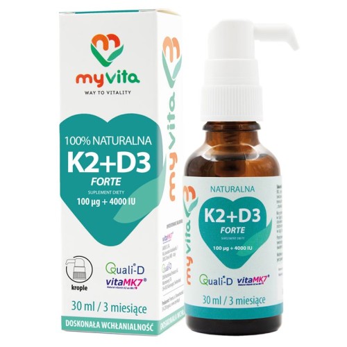 Witamina K2 100 mcg + D3 4000 IU Forte krople 30 ml - MyVita