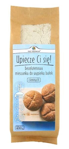 Mieszanka do wypieku na bułki bezglutenowe ciemne 400 g - Pięć Przemian