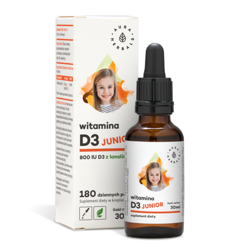 Witamina D3 Junior 800 IU krople 30 ml - Aura Herbals