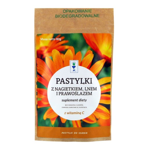 Pastylki do ssania z nagietkiem, lnem i prawoślazem 80 g - Planta-Lek