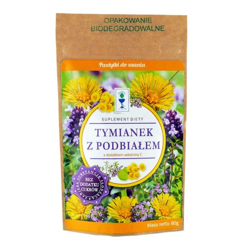 Pastylki do ssania tymianek z podbiałem bez cukru 80 g - Planta - Lek