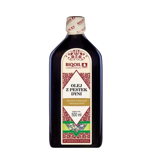Olej z pestek dyni tłoczony tradycyjnie 500 ml - Biooil