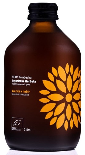 Kombucha z Imbirem i Acerolą organiczna herbata bezglutenowa BIO 330 ml - Vigo