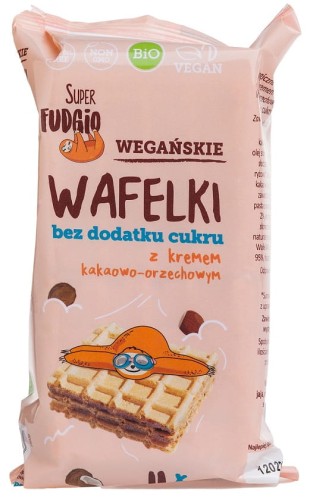 Wafelki z kremem kakaowo - orzechowym bez dodatku cukrów BIO (4 x 30 g) 120 g - Super Fudgio