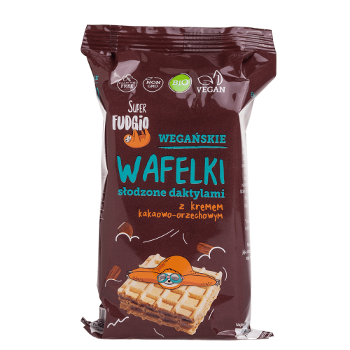Wafelki z kremem kakaowo - orzechowym słodzone daktylami BIO (4 x 30 g) 120 g - Super Fudgio
