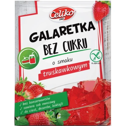 Galaretka bez cukru o smaku truskawkowym bezglutenowa 14 g - Celiko
