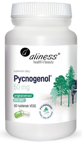 Pycnogenol® extract 65% OPC ekstrakt z kory francuskiej sosny nadmorskiej 50 mg 60 tabletek vege - Aliness