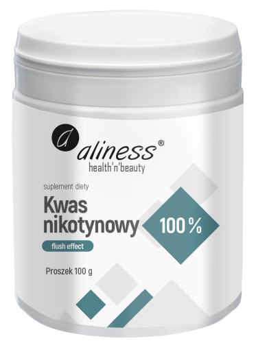 Kwas nikotynowy czysty 100% flush effect proszek 100 g - Aliness