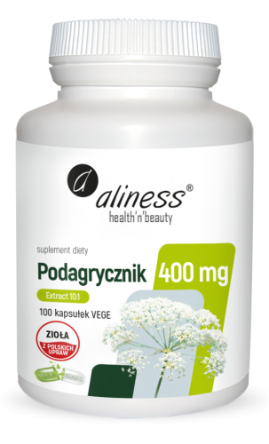 Podagrycznik ekstrakt 10:1 400 mg 100 kapsułek vege - Aliiness