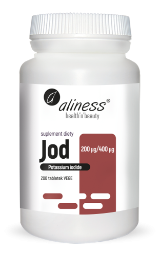 Jod jodek potasu 200 µg / 400 µg 200 tabletek vege - Aliness