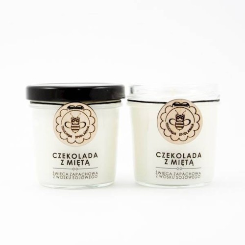Czekolada z Miętą - świeca z wosku sojowego 120 ml - Miodowa Mydlarnia
