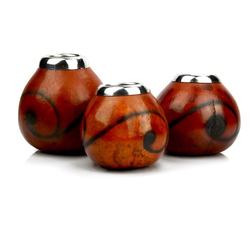 Tykwa z okuciem bordowa we wzory JV109 250 ml