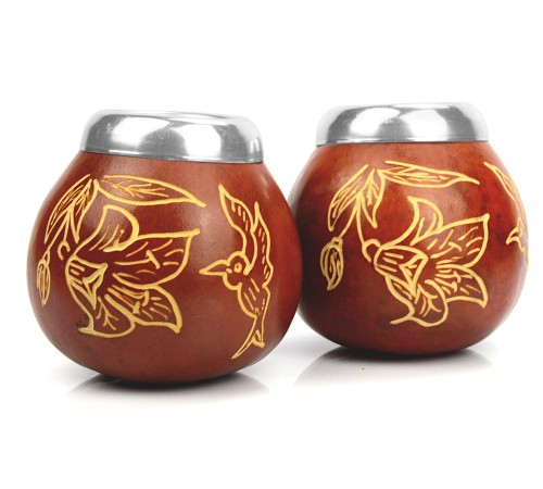 Tykwa brązowa grawerowana, z okuciem AL29 150 ml