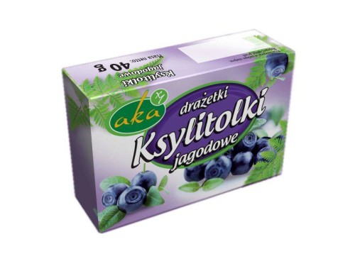 Ksylitolki drażetki pudrowe jagodowe 40 g - Aka