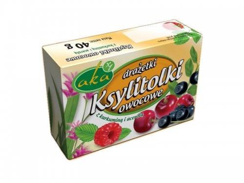 Ksylitolki drażetki pudrowe owocowe 40 g - Aka