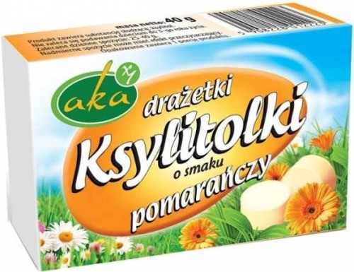 Ksylitolki drażetki pudrowe pomarańczowe 40 g - Aka