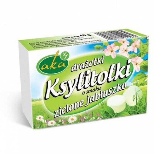 Ksylitolki drażetki pudrowe zielone jabłuszko 40 g - Aka