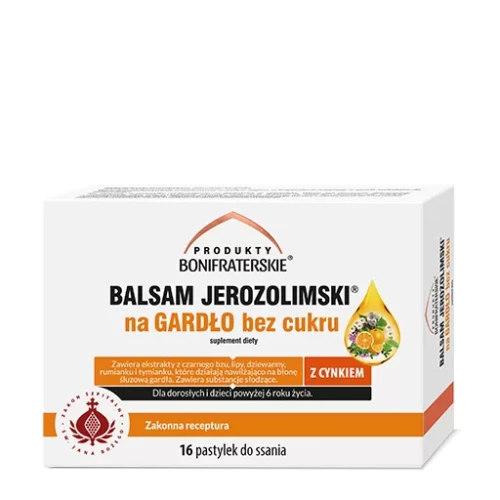 Balsam Jerozolimski na gardło bez cukru 16 pastylek - Produkty Bonifraterskie