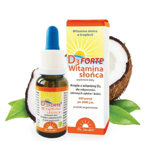Witamina słońca D3 FORTE 2000 j.m. w kroplach 20 ml - Dr Jacob's
